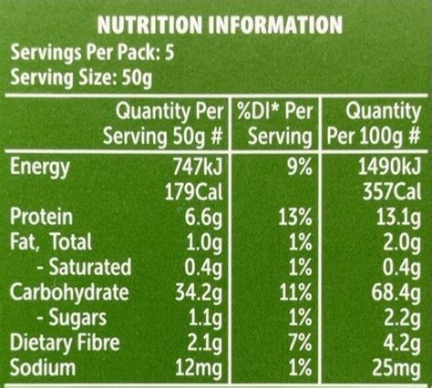 lasagne sheets nutritional information